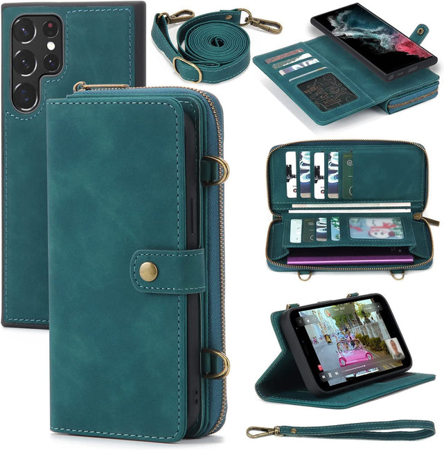 Redpepper S23 Plus Wallet pelle 12 carte tracolla staccabile