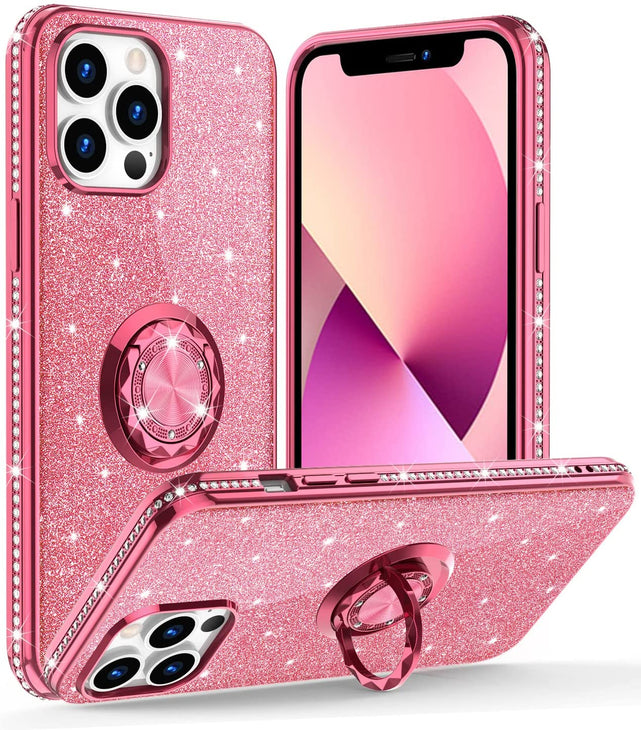 Redpepper iPhone 13 Pro Max cover glitter strass con anello