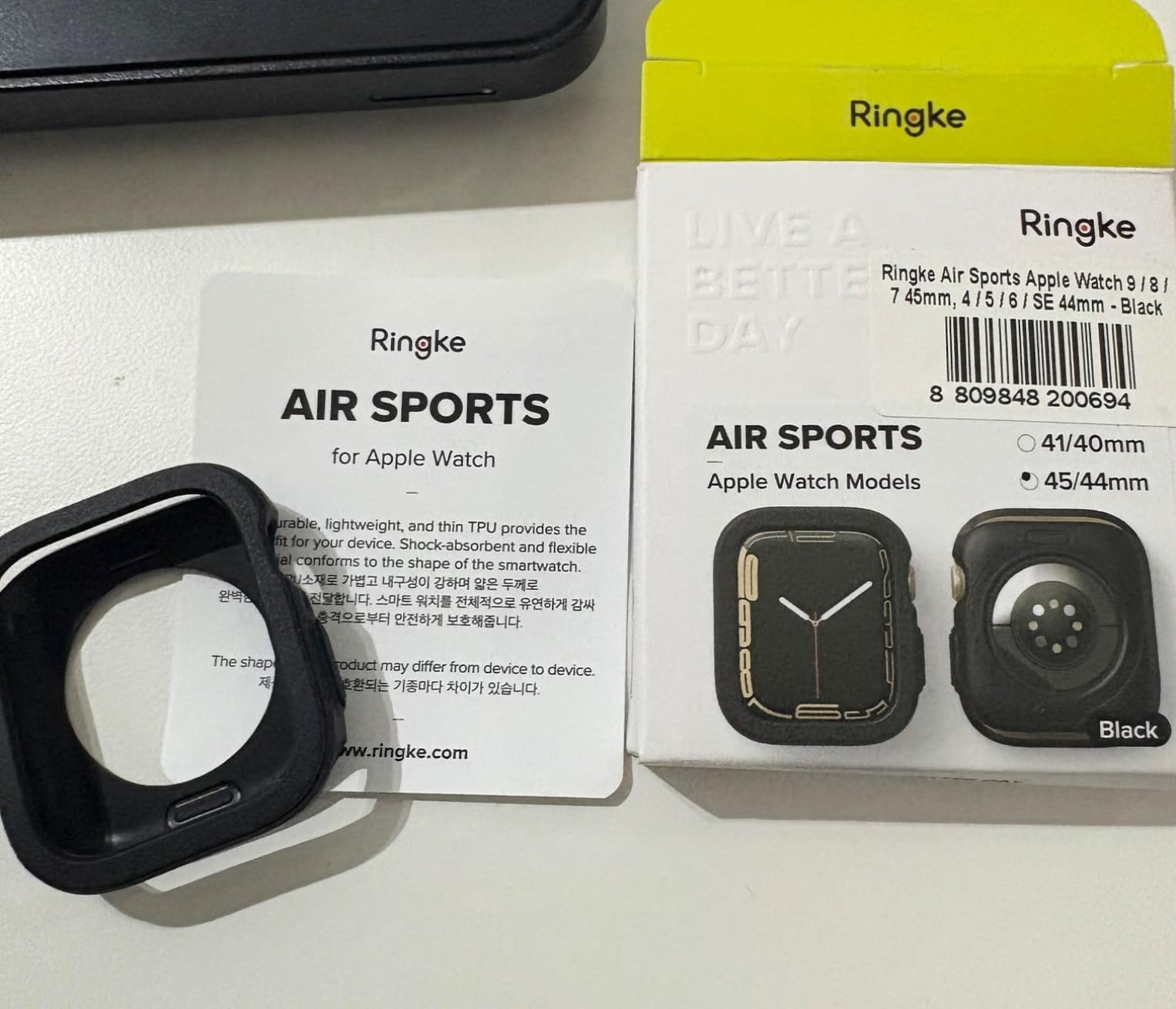 Ringke Air Sports Cover Apple Watch 44/45mm Nero antiurto