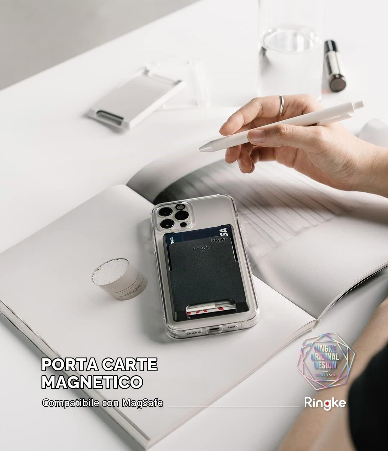 Ringke Magnetic Slot Card Holder Porta Carte MagSafe Nero