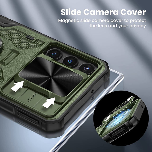 Redpepper Galaxy S23 Plus Cover Verde con Stand e Copri Fotocamera