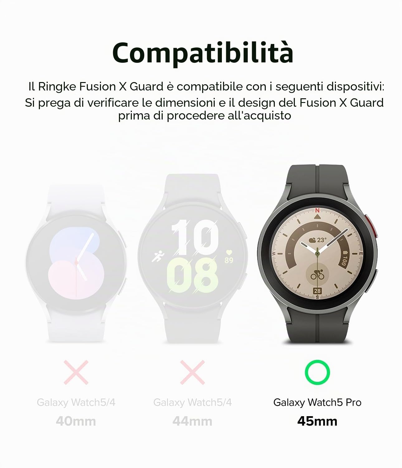 Ringke Fusion X Guard cover Galaxy Watch 5 Pro nera cinturino