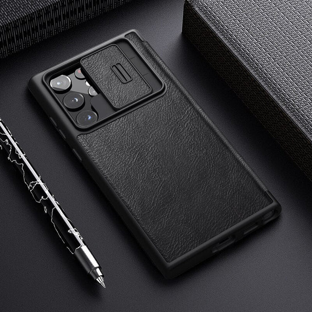 Redpepper Galaxy S22 Ultra Cover Pelle Flip Nera Antigraffio