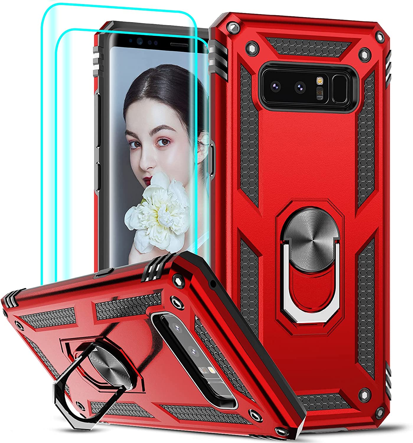 Redpepper Galaxy Note 8 Custodia Nera con Stand 360