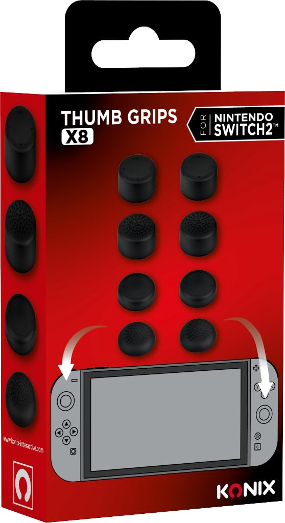 Konix Controllers Thumb Grip Joy-Con Switch 2 Nero 8 Pezzi