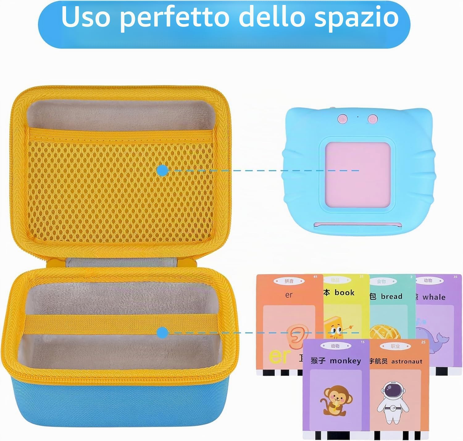 Aenllosi Toy Case Custodia Flashcards EVA 15,5x13x9 cm Nero