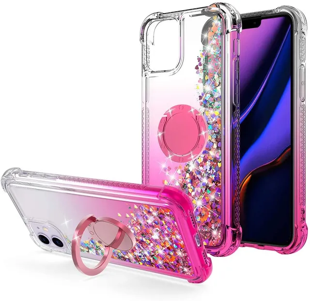 Redpepper iPhone 11 cover glitter liquida con anello supporto