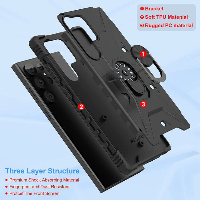 Redpepper Galaxy Cases cover Galaxy S23 Ultra con anello stand rugged