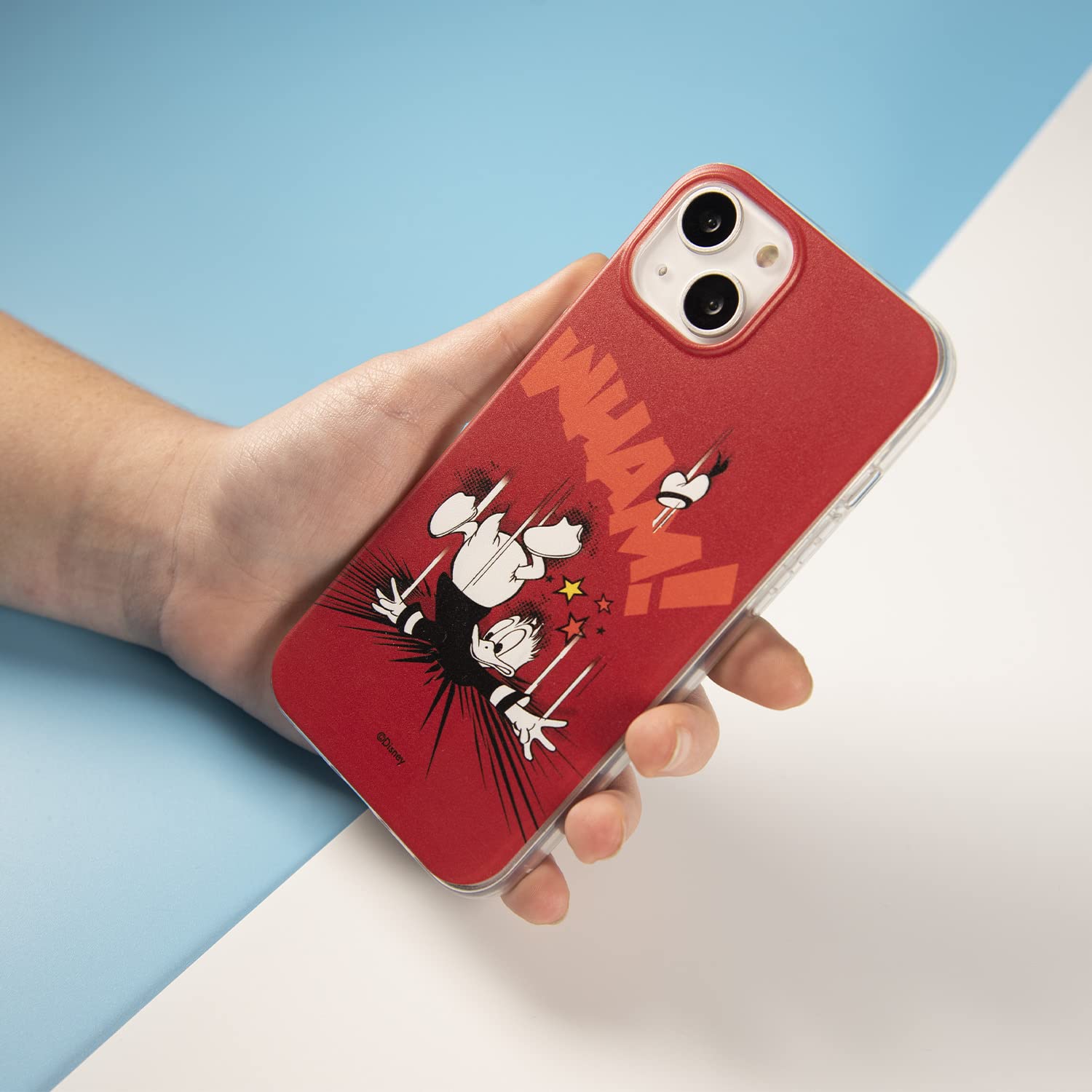 Disney Paperino sfondo rosso cover iPhone 15 Pro silicone
