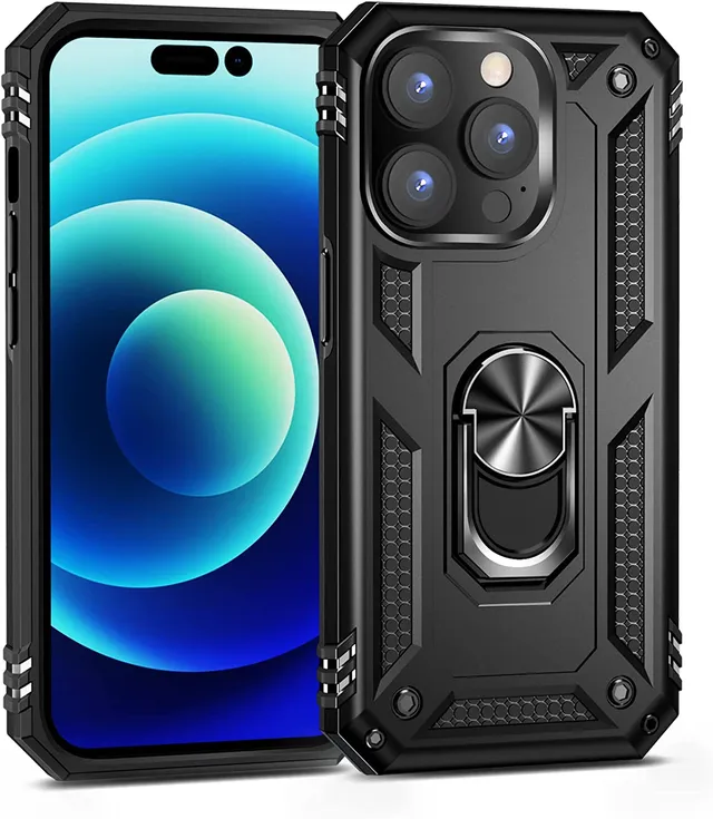 Redpepper iPhone 14 Pro Max Cover Corazzata Nera con Anello