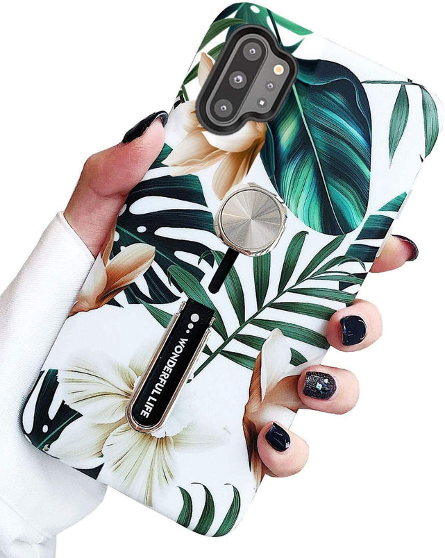 Redpepper Note 10 Plus cover verde foglie con anello
