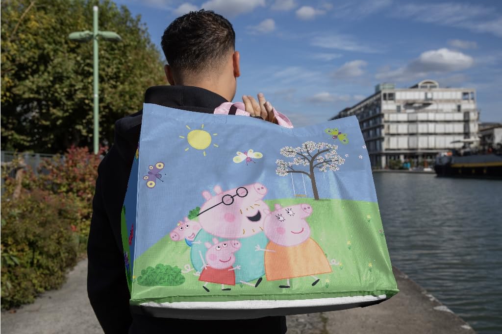 Konix Peppa Pig borsa spesa 40x45x20 cm blu verde riciclata