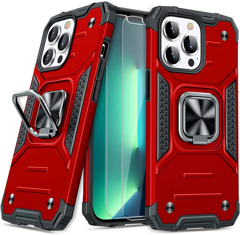 Redpepper iPhone 13 Pro Custodia Bumper con Anello e Vetro