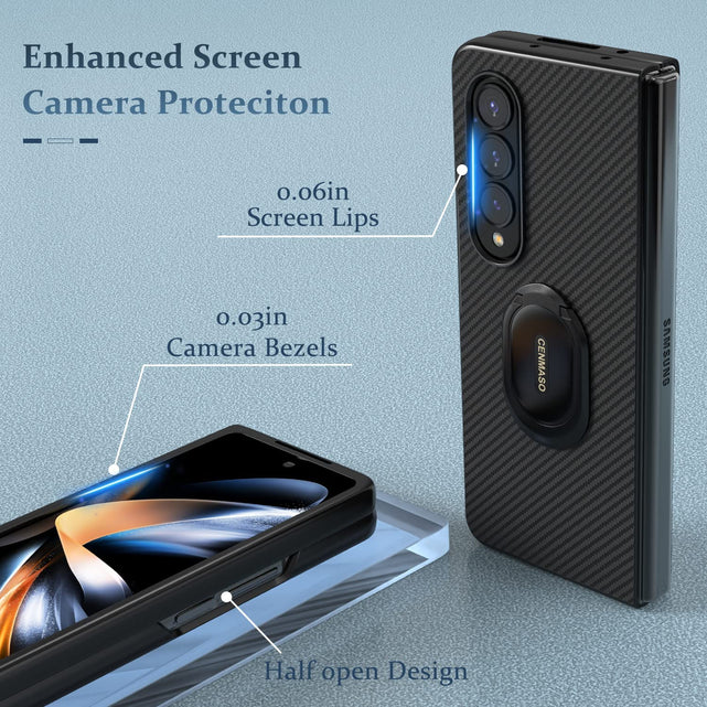 Redpepper Galaxy Cases Z Fold 4 cover aramide nera anello stand