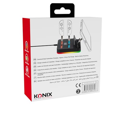 Konix Stazione Ricarica Dock Switch 2 Portal RGB Nero 3 Ore