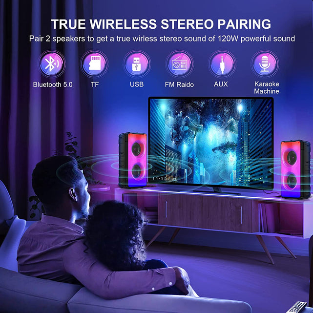 Redpepper A67 cassa bluetooth portatile 60W con luci LED