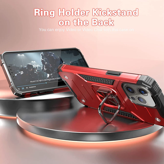 Redpepper iPhone 14 Pro Cover Slim Anello Stand + Vetro Temperato