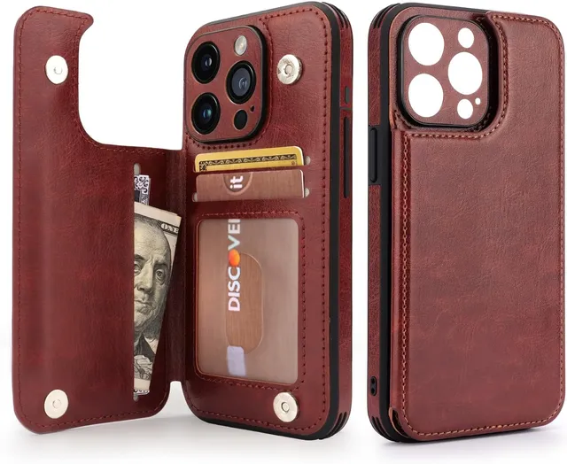 Redpepper iPhone 15 Pro custodia portafoglio pelle nera