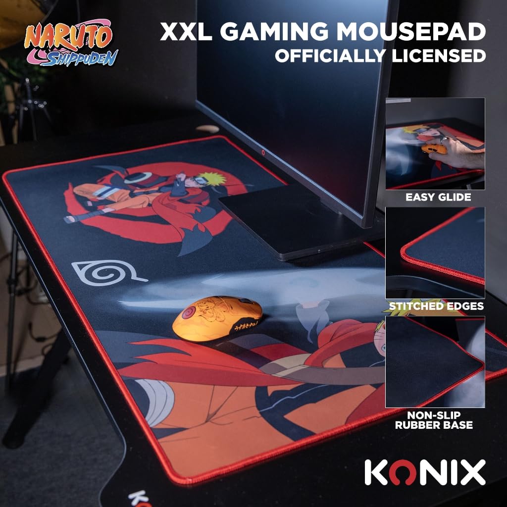 Konix Mouse Pads tappetino gaming XXL 90x46 Naruto Eremita nero