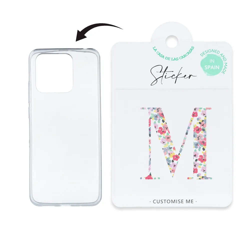 La Casa de las Carcasas Cover + sticker Lettera Fiori silicone