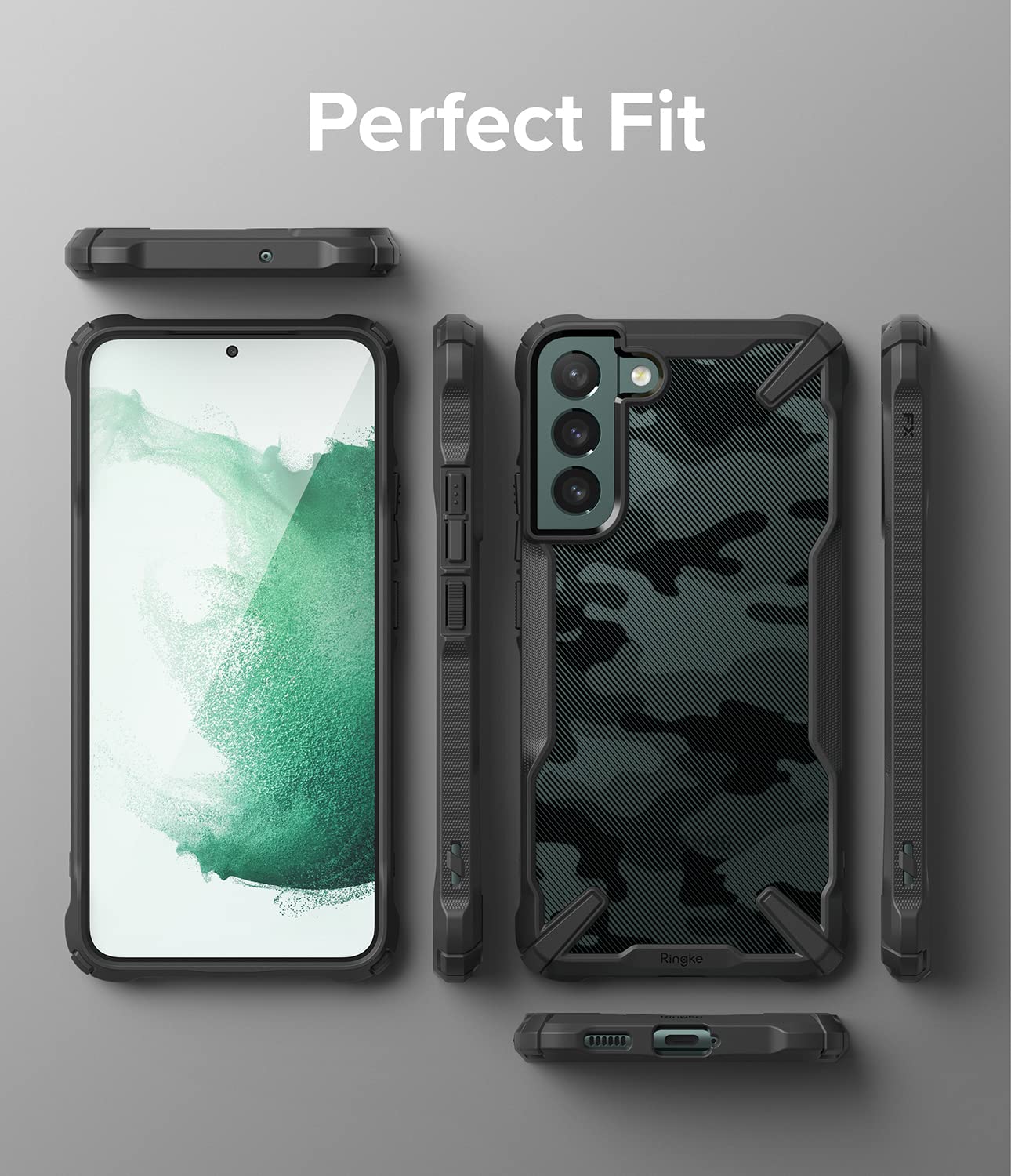 Ringke Fusion X Cover S22 Plus 5G Camo Black Mimetica