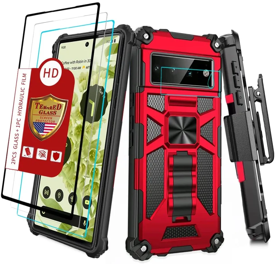 Redpepper Pixel Cases Pixel 6 cover nera con clip e stand
