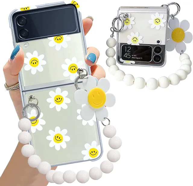 Redpepper Galaxy Z Flip 4 Cover Trasparente Smile con Ciondolo
