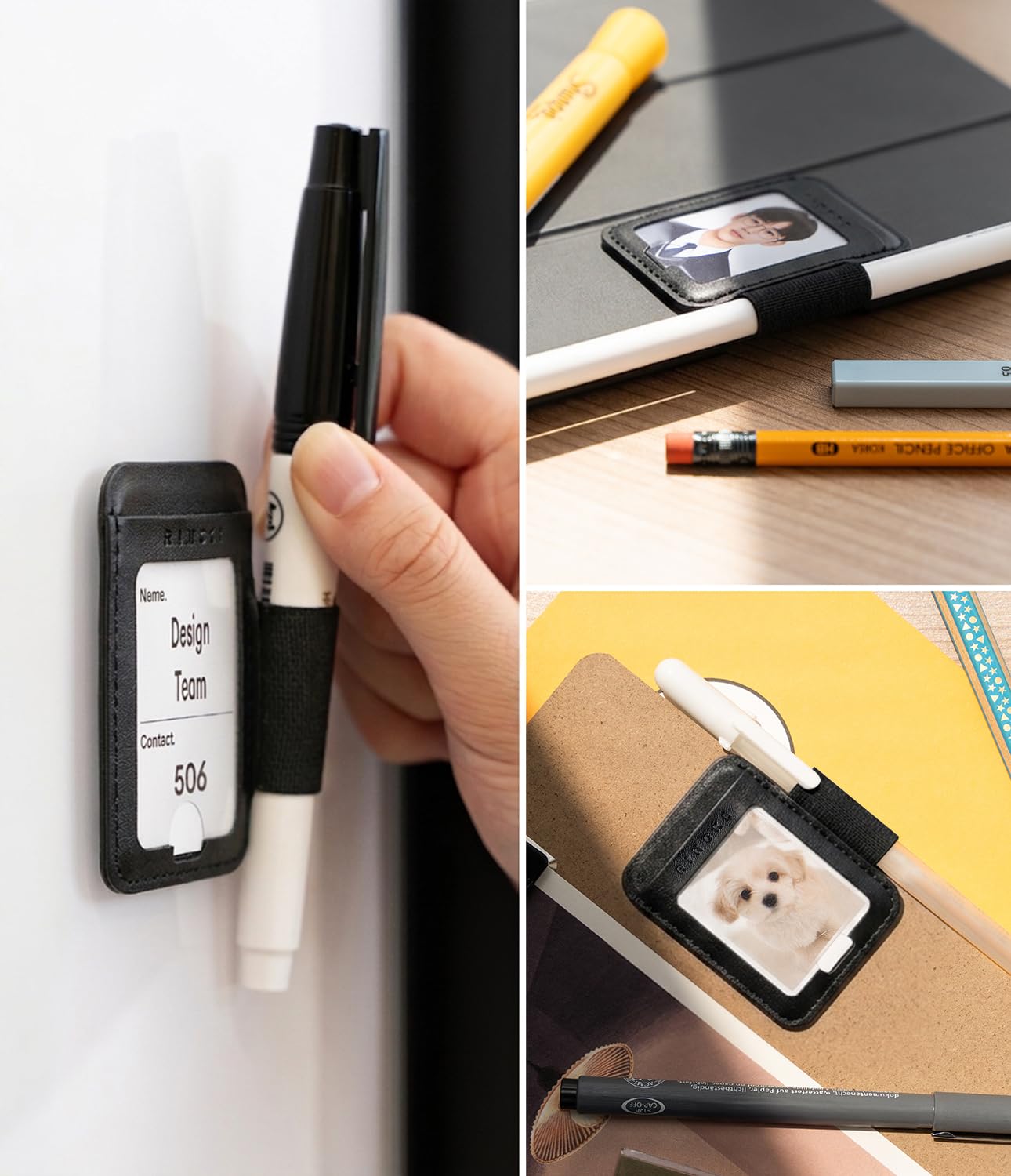 Ringke Name Tag Pen Holder M portapenne adesivo ecopelle nero