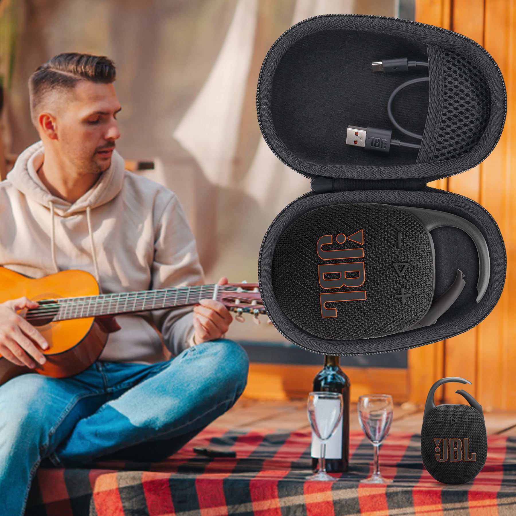 Aenllosi Speaker Case custodia JBL Clip 5 EVA nera moschettone