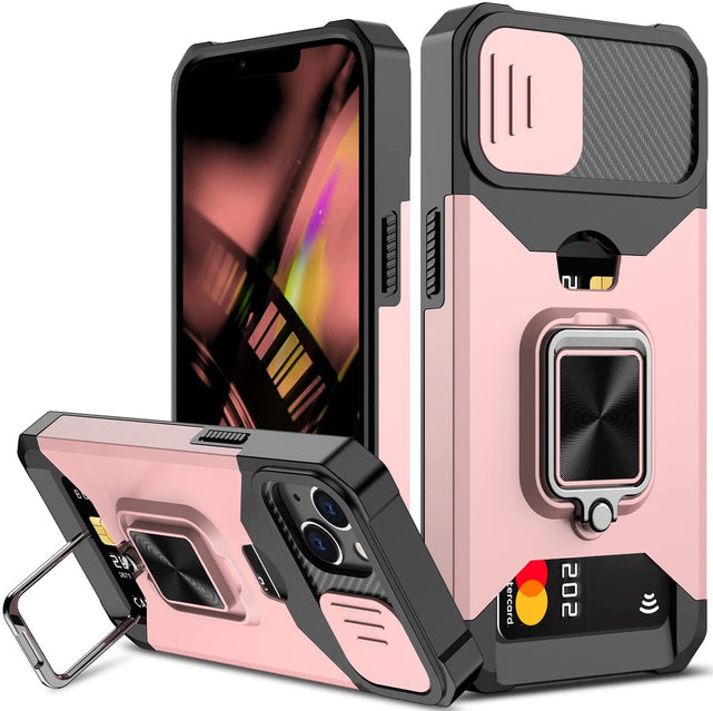 Redpepper iPhone 14 Custodia Nera Cover Camera Stand Anello
