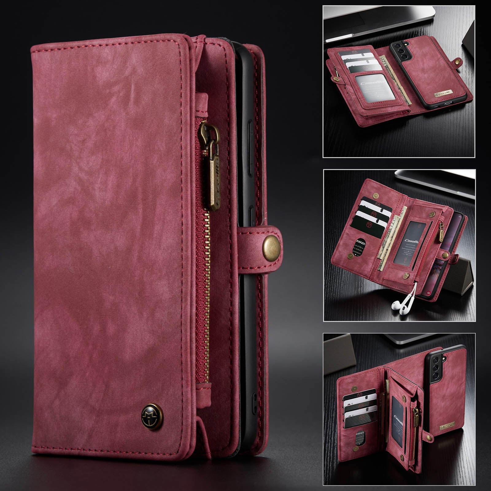 Redpepper Galaxy S22 Cover Portafoglio Pelle Nera Zip