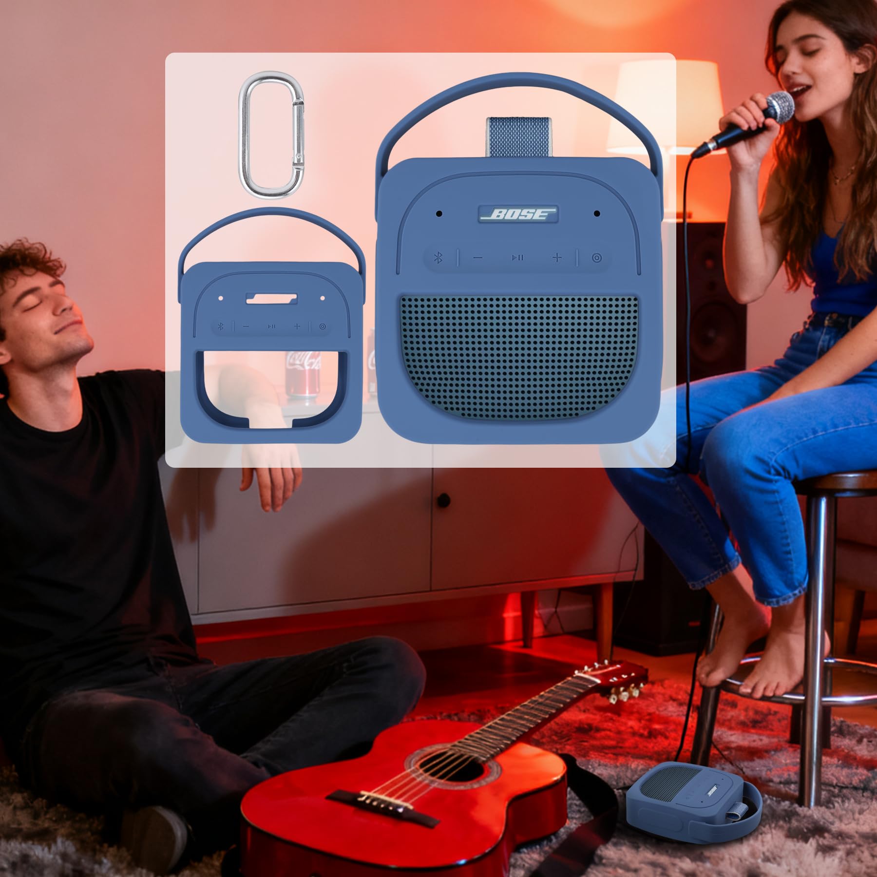 Aenllosi Speaker Case Cover Bose SoundLink Micro 2 Blu Silicone