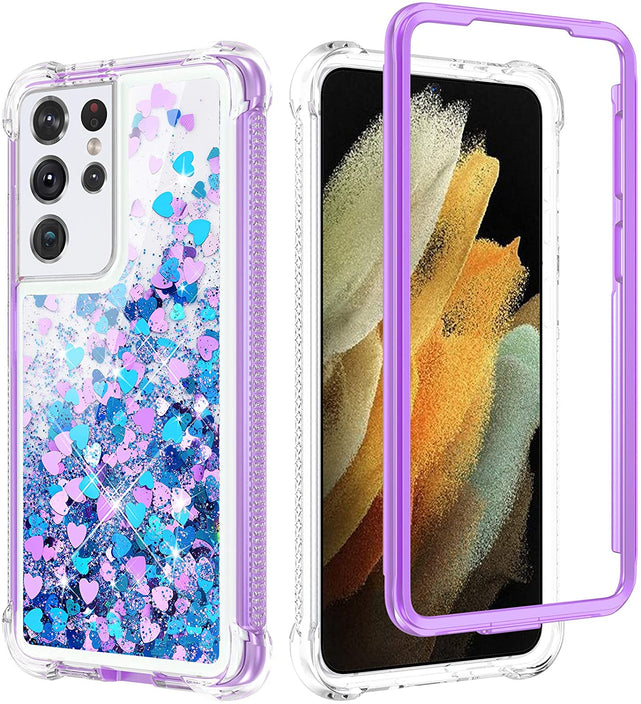 Redpepper Galaxy S21 Ultra Cover Glitter Liquida Antiurto
