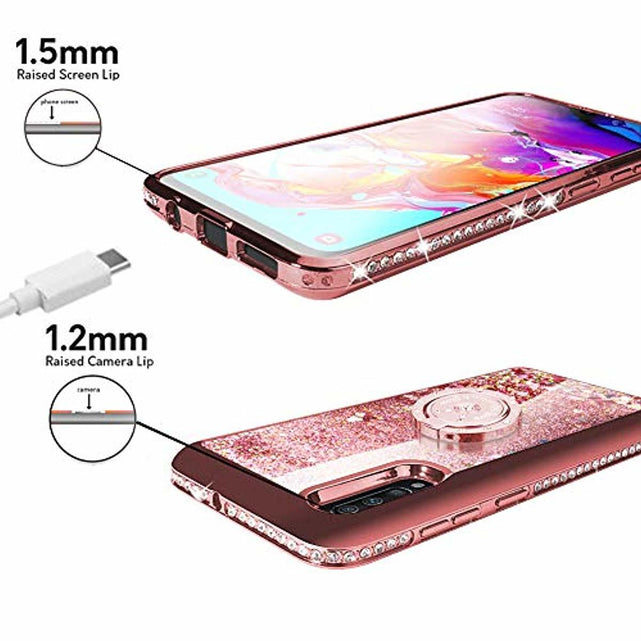Redpepper Galaxy Cases A70 cover glitter oro rosa con anello