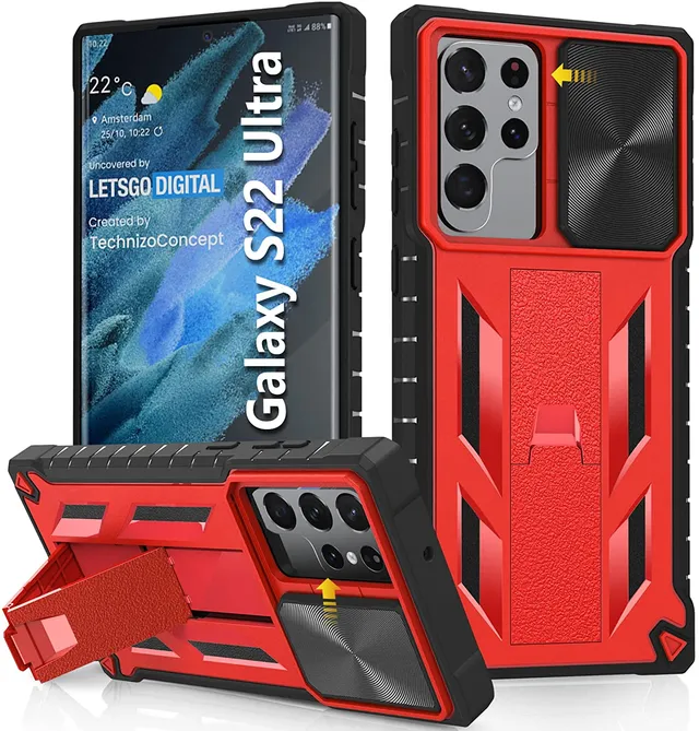 Redpepper Galaxy S22 Ultra Custodia Antiurto con Stand e Slide Camera