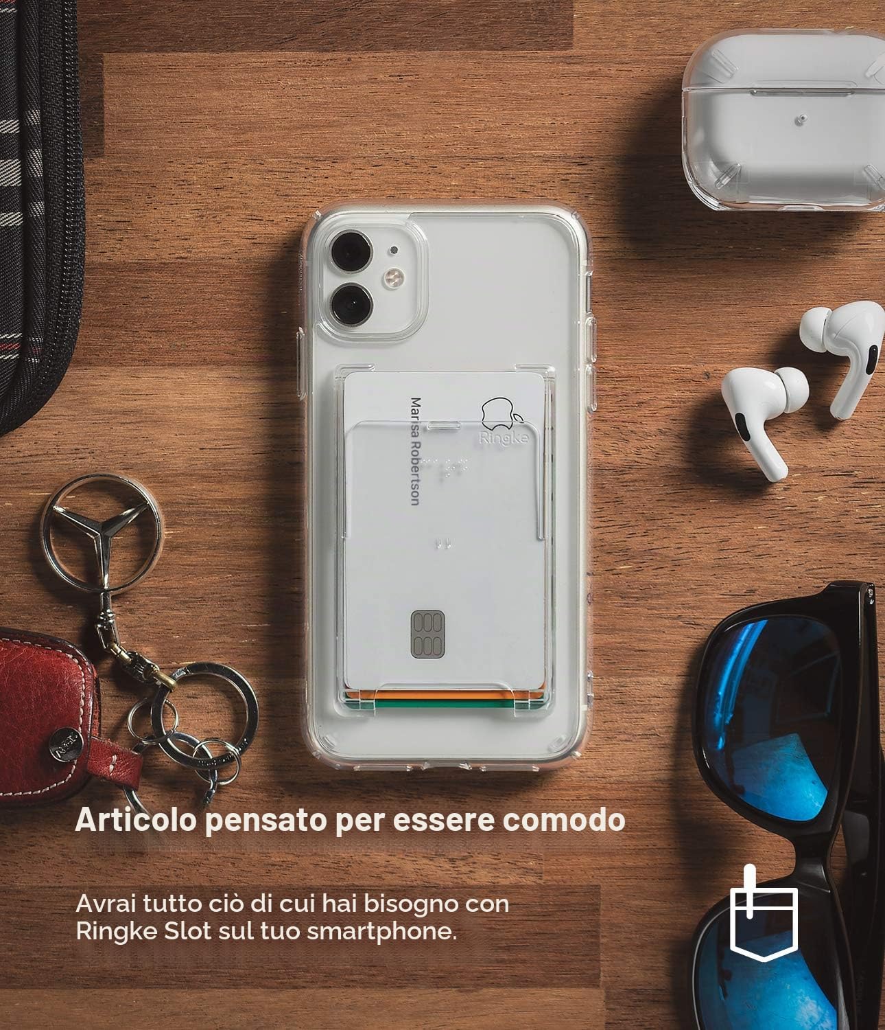 Ringke Slot Card Holder porta carte adesivo Clear Mist 2 pezzi