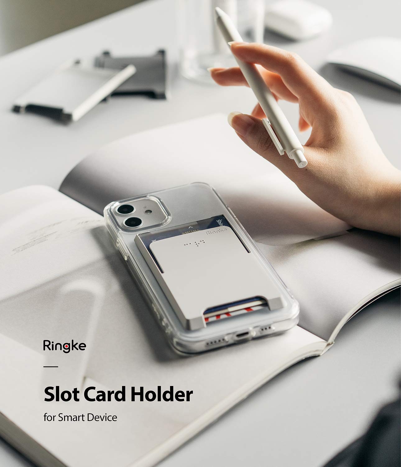 Ringke Slot Card Holder Porta Carte Grigio Chiaro 1 Pezzo 3 Carte