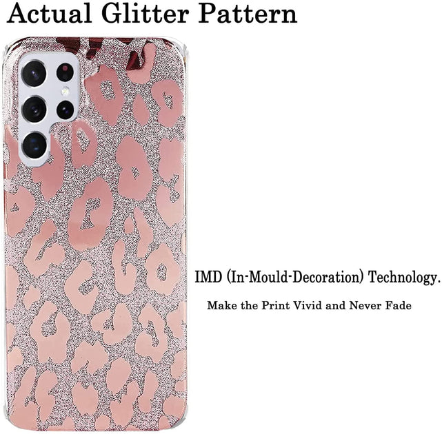 Redpepper Galaxy S22 Ultra cover leopardata oro rosa glitter