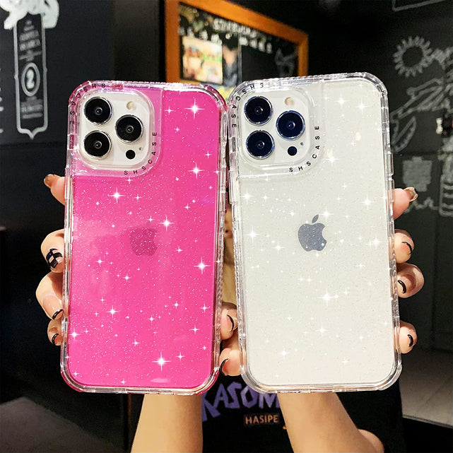Redpepper iPhone 13 Pro Max Cover Glitter Rosa Antiurto