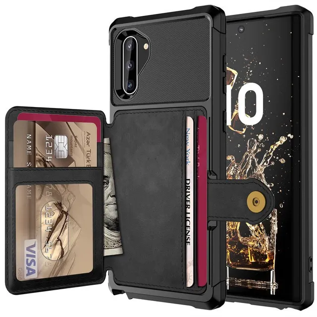 Redpepper Galaxy Note 10 Cover Pelle Portafoglio Nero con Stand