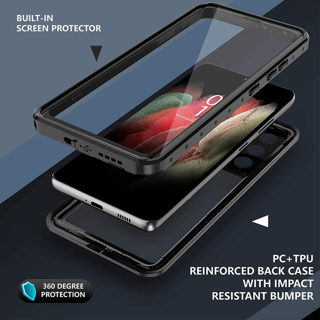 Redpepper Galaxy S21 Ultra Custodia Impermeabile IP68 Nera