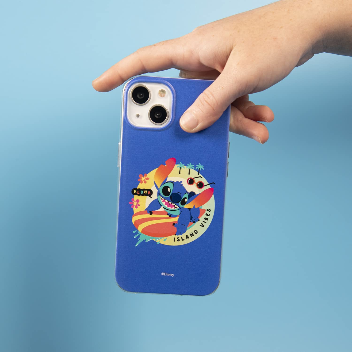 La Casa de las Carcasas Stitch custodia iPhone 15 Plus sfondo blu