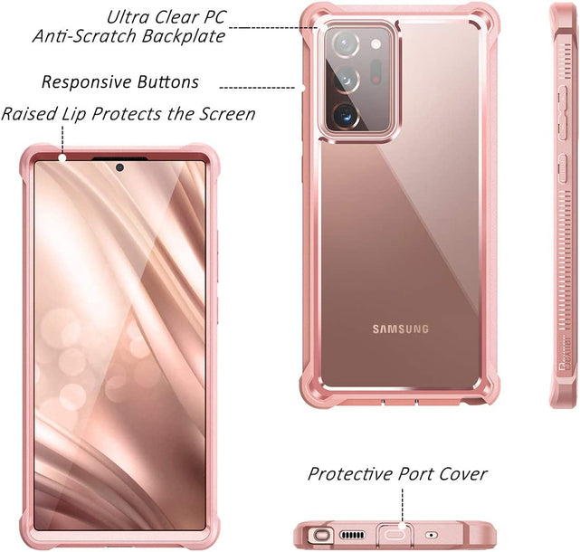 Redpepper Note 20 Ultra Cover Rosa Trasparente Antiurto