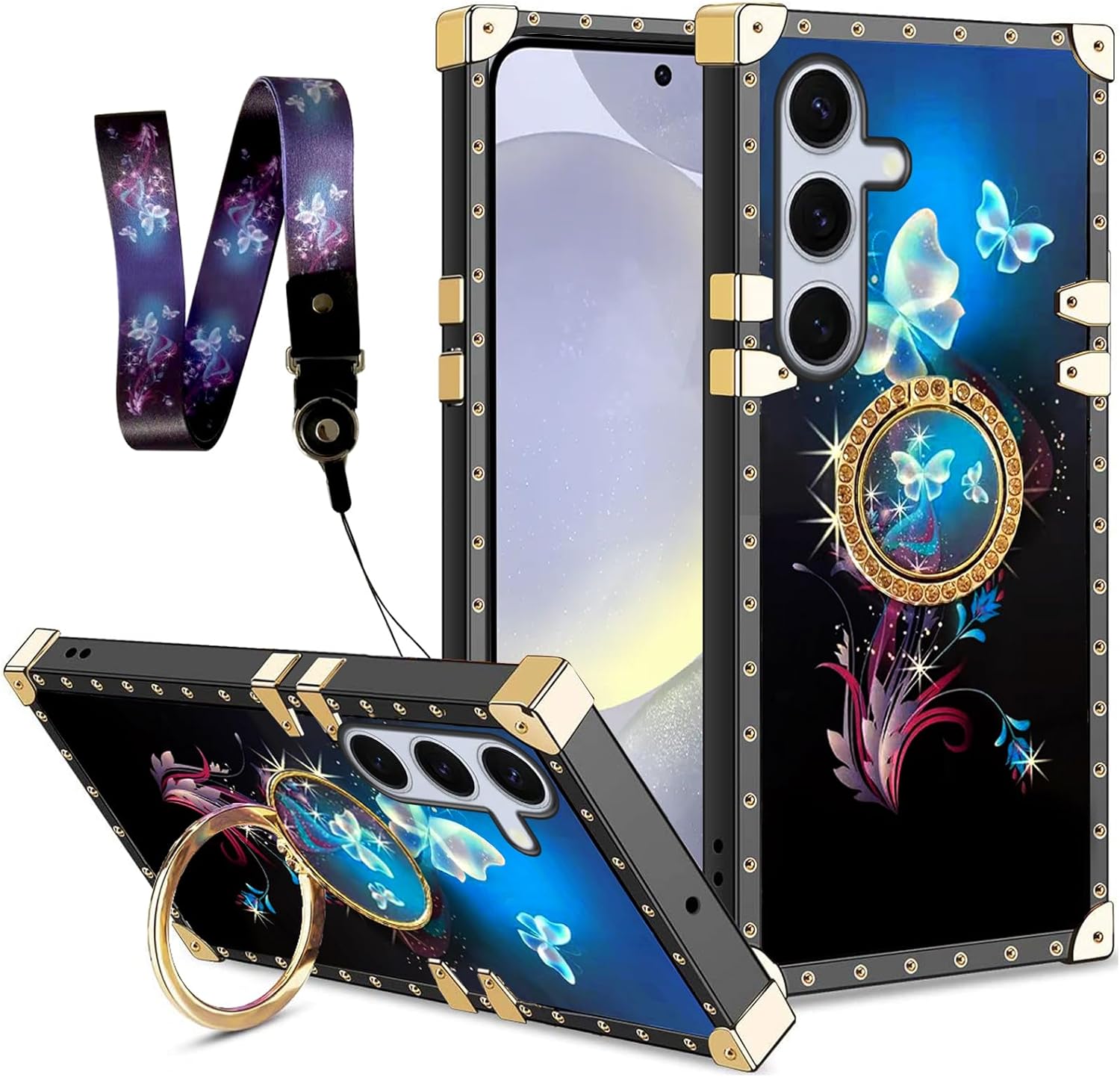 Redpepper Galaxy S24 Plus cover farfalla blu con laccio