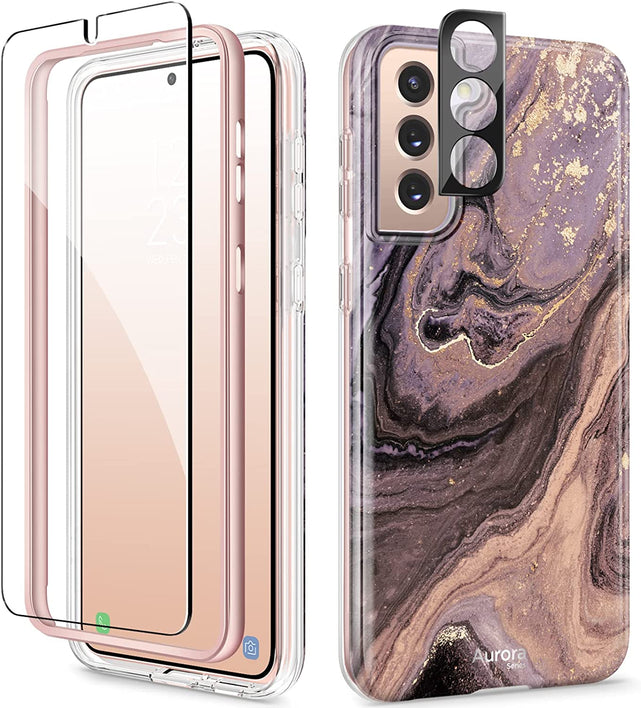 Redpepper Galaxy Cases Marmo cover Samsung S21 sabbia con vetro