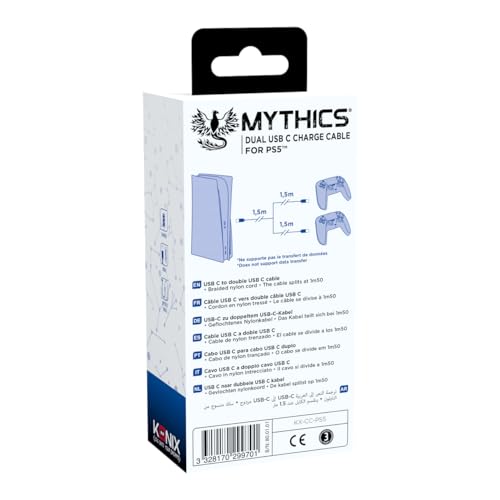 Konix Mythics Cavo Ricarica Magnetico 3m USB-A/C DualSense Nero