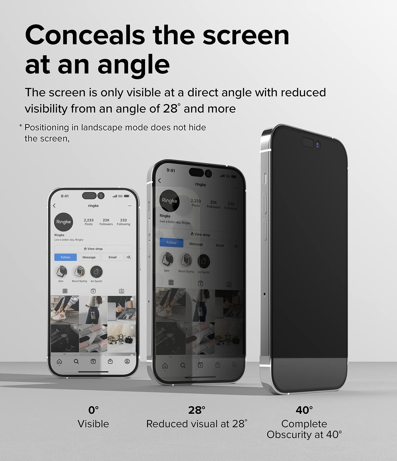 Ringke Privacy Tempered Glass pellicola iPhone 14 Pro anti-spia 9H