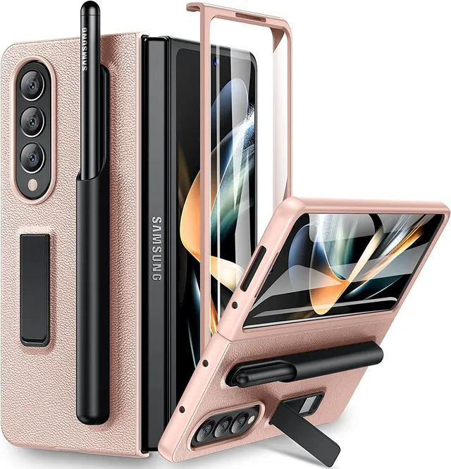 Redpepper Galaxy Z Fold 4 Custodia Pelle S Pen Nera Carbonio