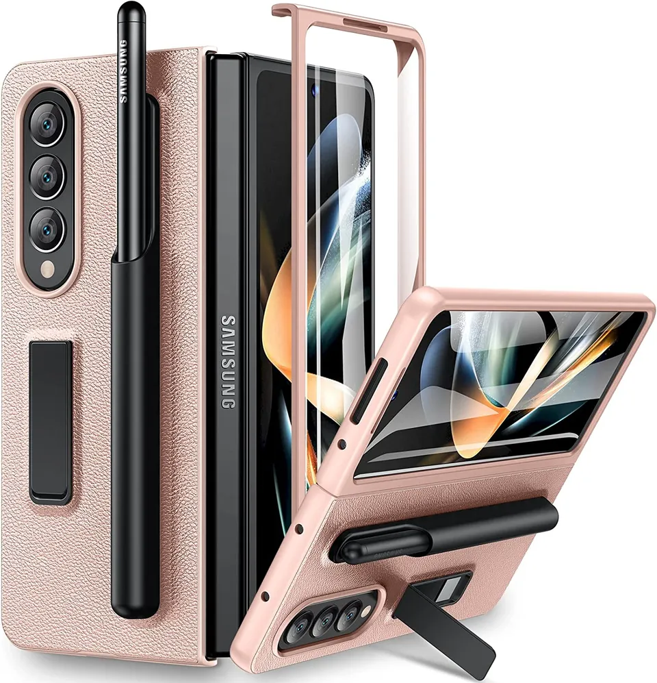 Redpepper Galaxy Z Fold 4 Custodia Pelle S Pen Nera Carbonio