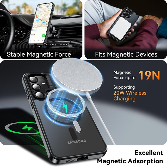 Redpepper Galaxy S25 Plus Cover Magnetica Nero Opaco con Vetro